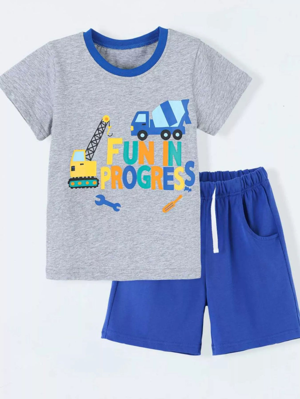 Children's Construction Vehicle Tee and Shorts Set