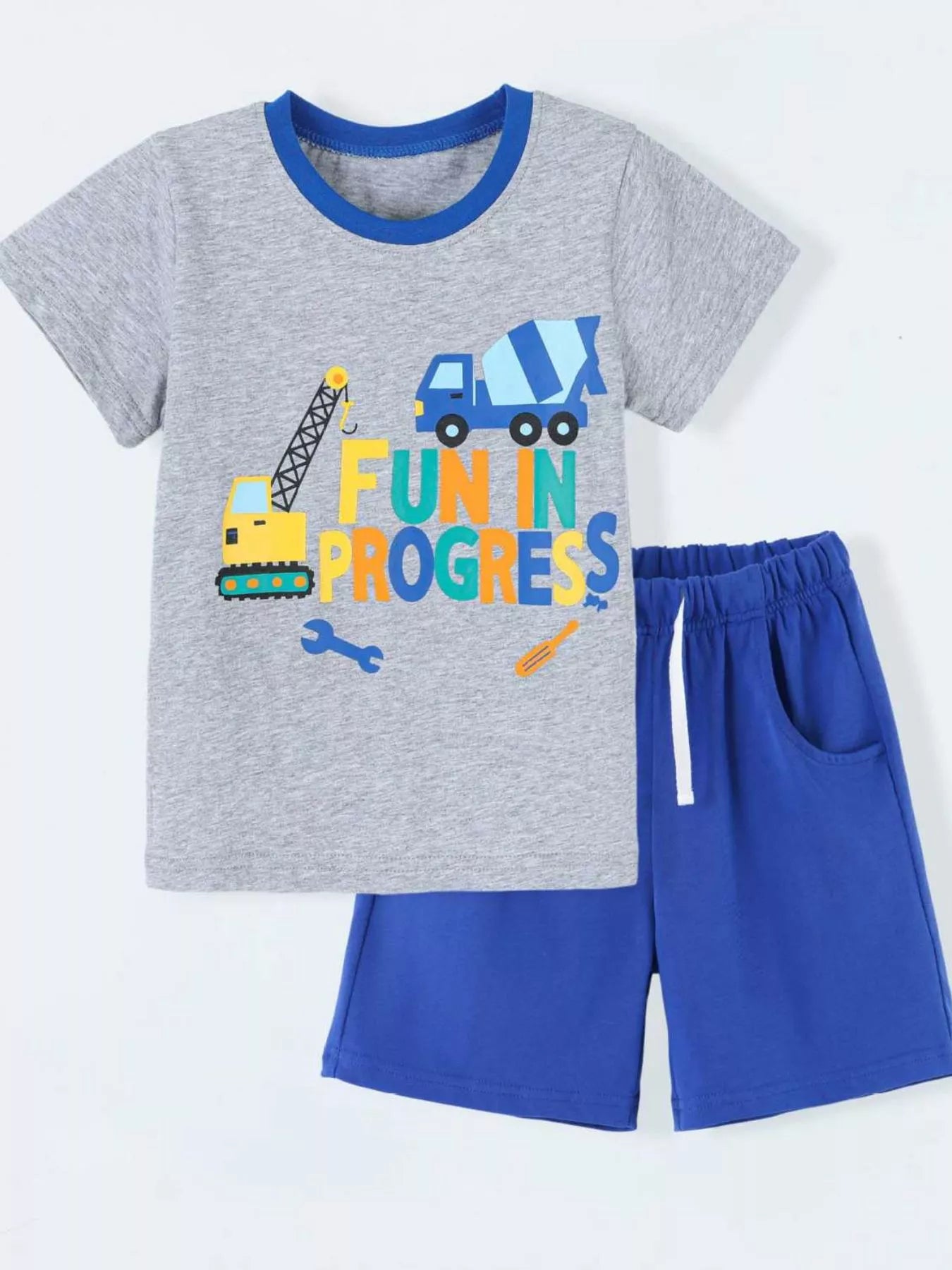 Children's Construction Vehicle Tee and Shorts Set