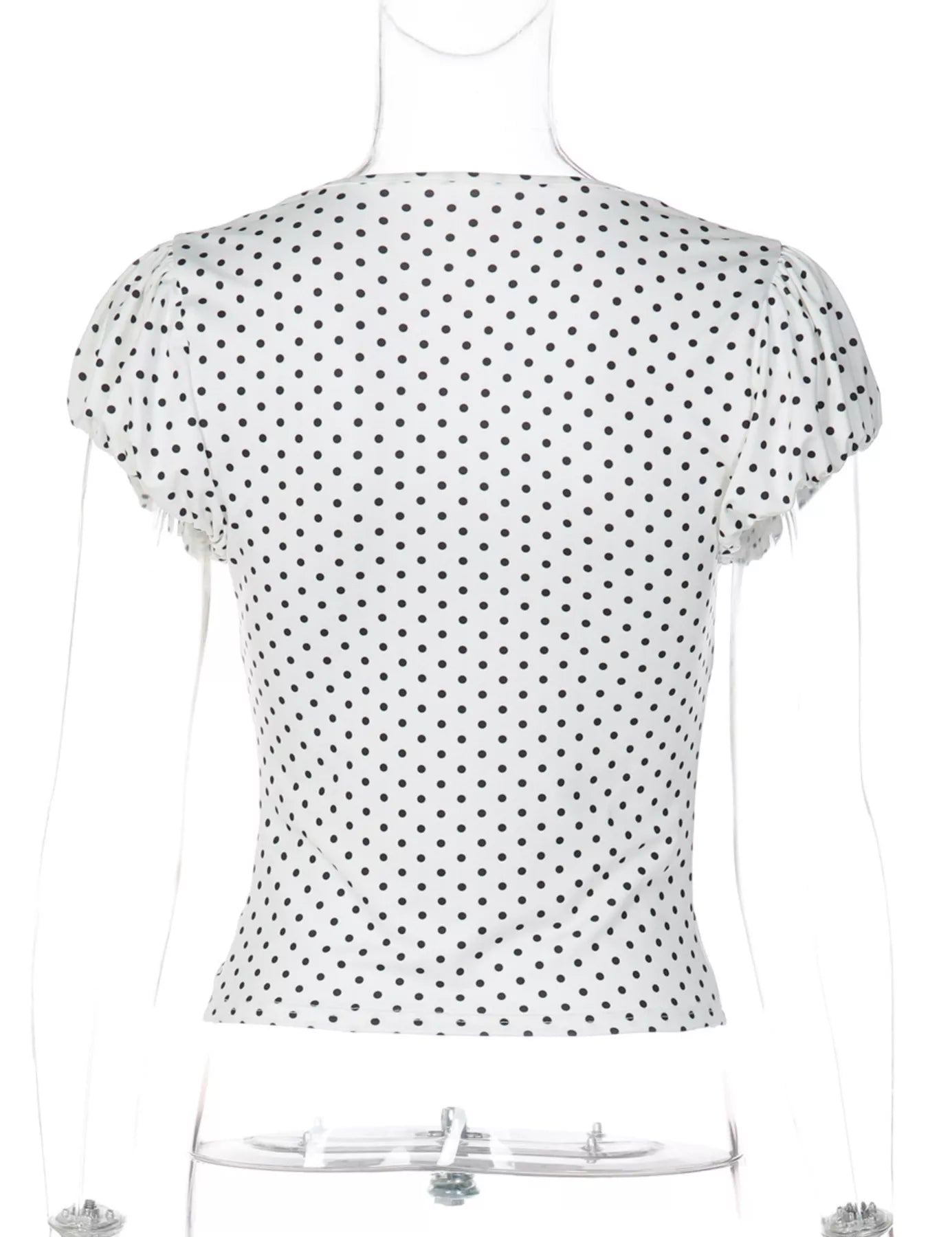 Polka Dot Ruched V-Neck Top