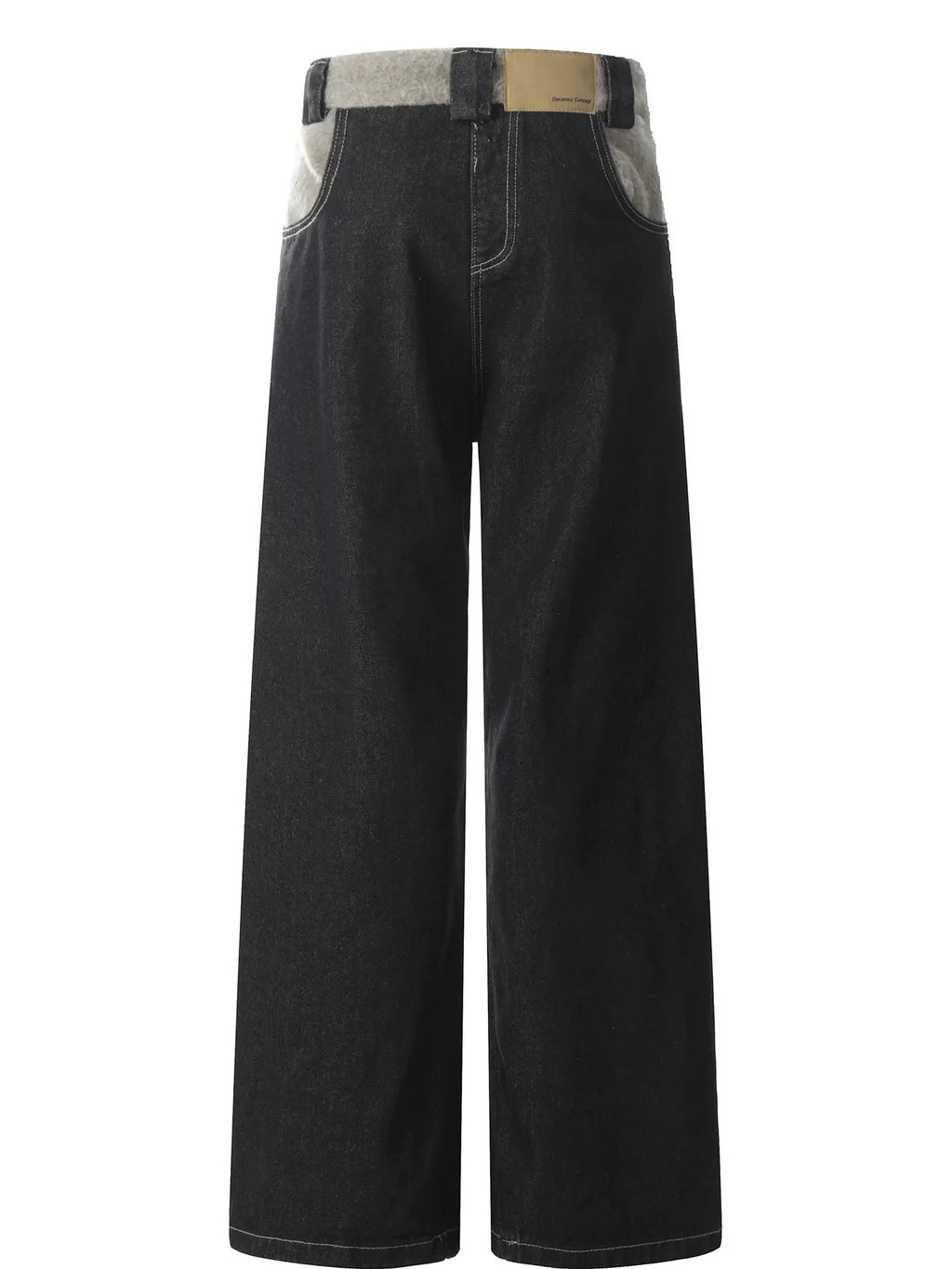 Men's Two-Tone Wide Leg Jeans with Contrast Stitching