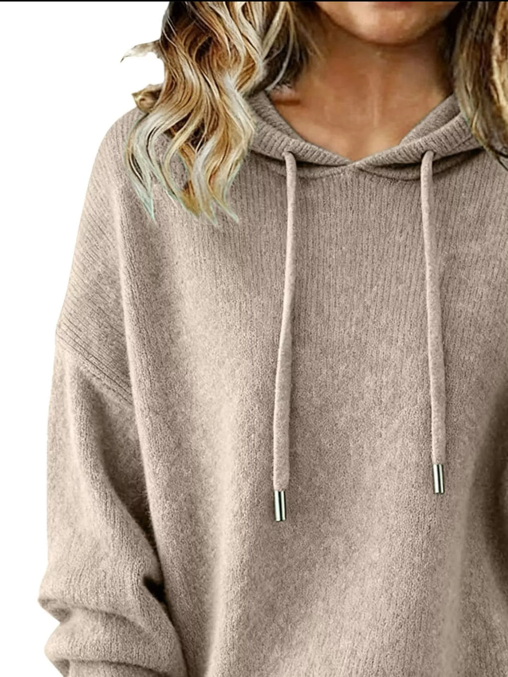 Drawstring Long Sleeve Hooded Sweater