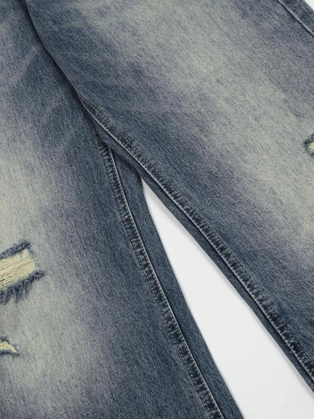 Men's Vintage Wash Distressed Jeans