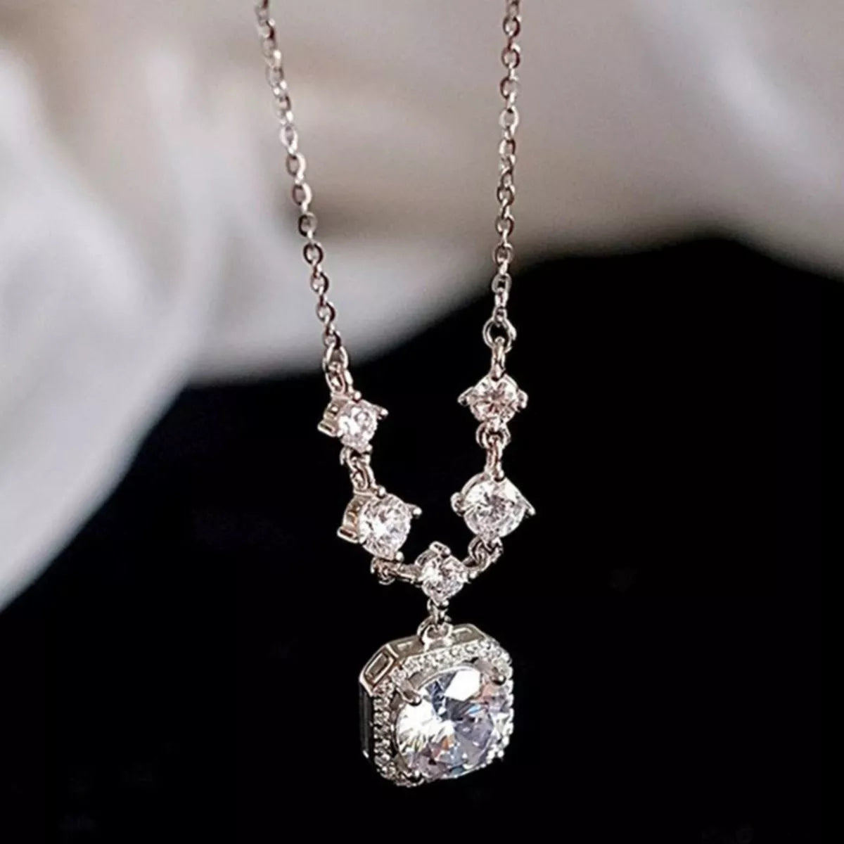 2 Carat Moissanite 925 Sterling Silver Pendant Necklace