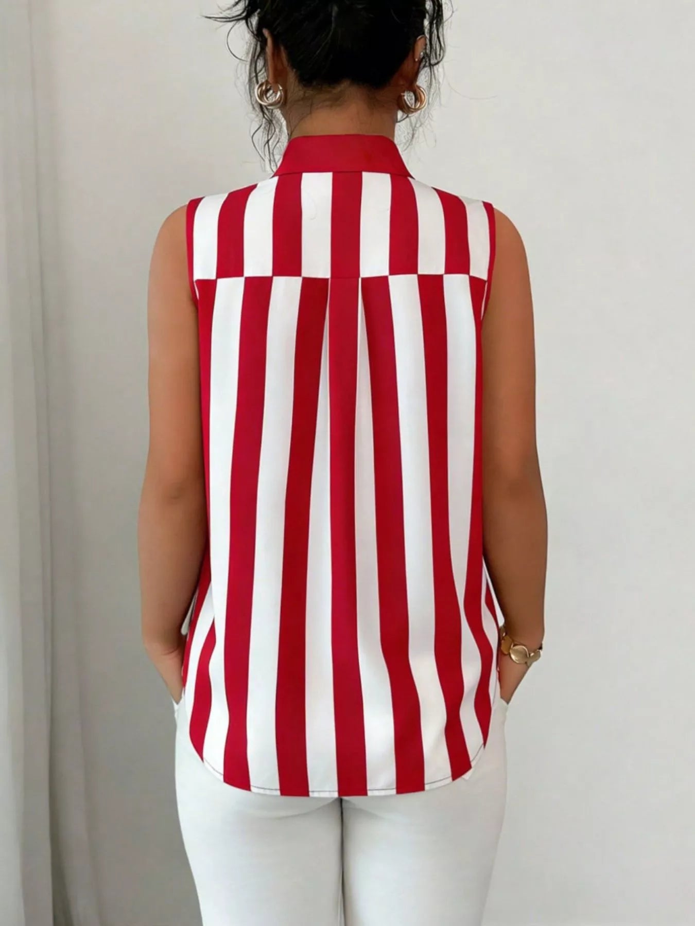 Button Up Sleeveless Shirt