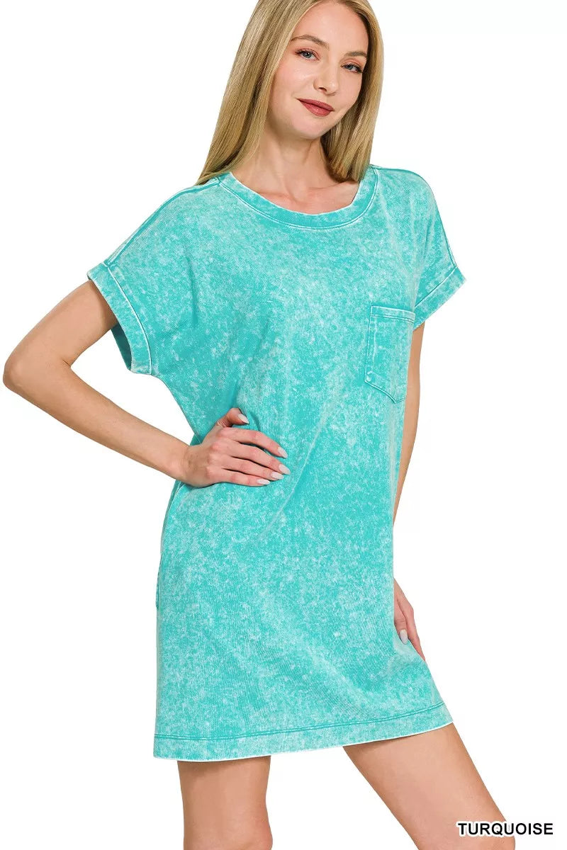 Zenana Premium Cotton Washed T-Shirt Dress