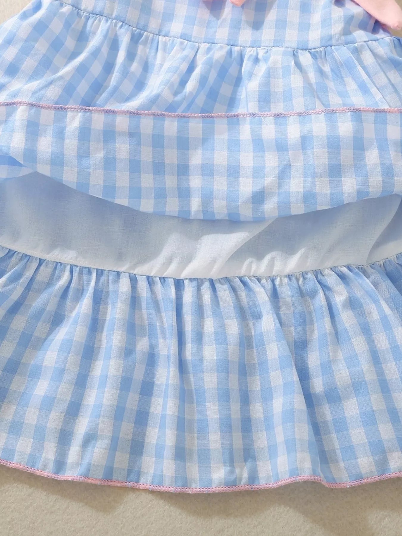 Children's Layered Ruffle Gingham Dress with Bows