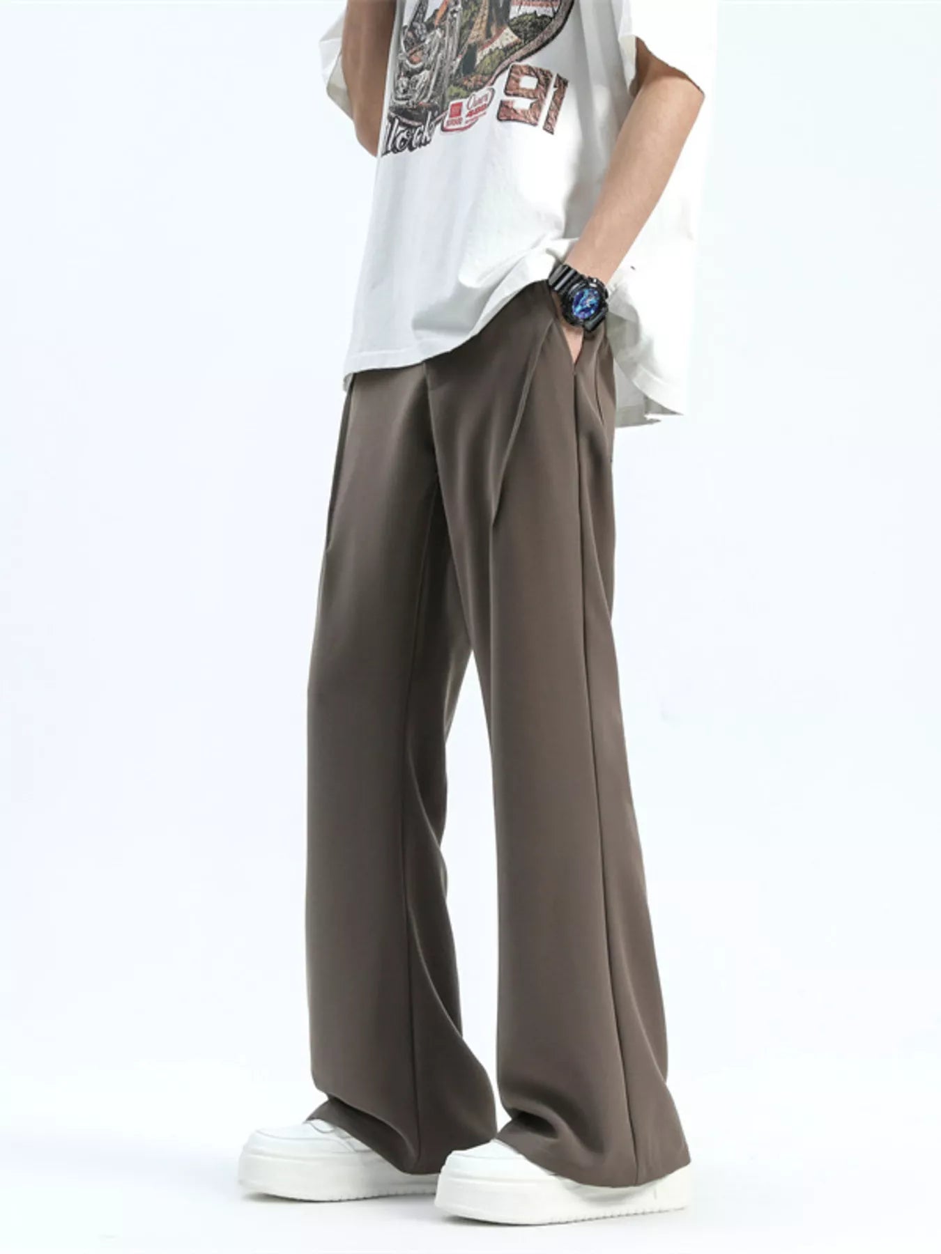 Men's Full Size Relaxed Fit Wide Leg Casual Pants Plus Size