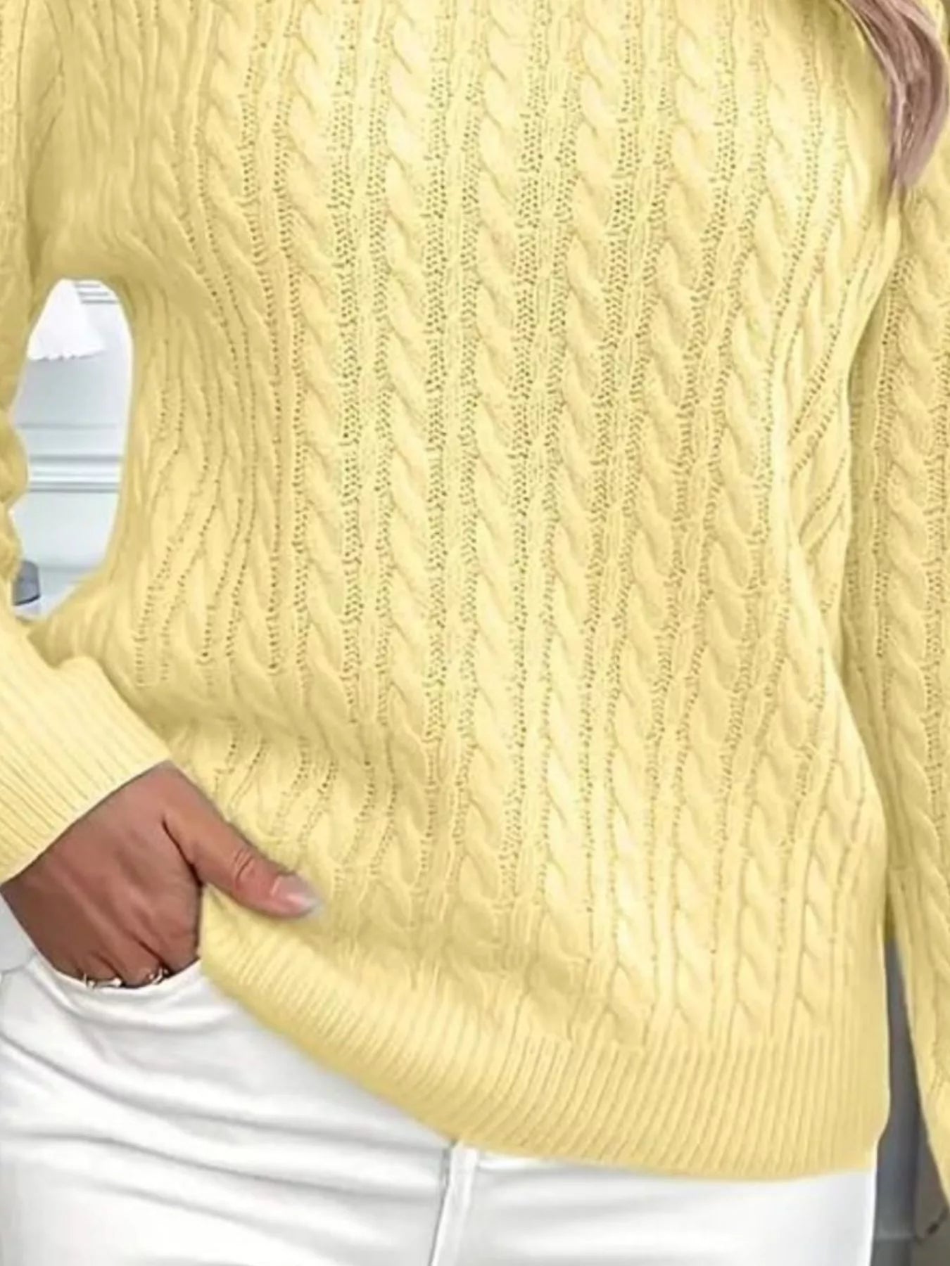 Cable Knit Round Neck Sweater
