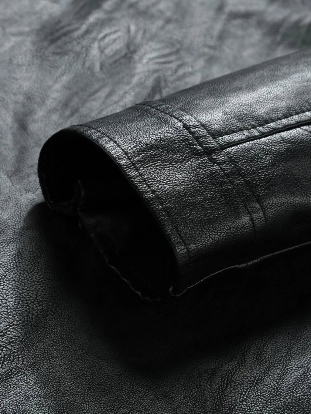 Men's Plus Size Zip Up Leather Moto Jacket