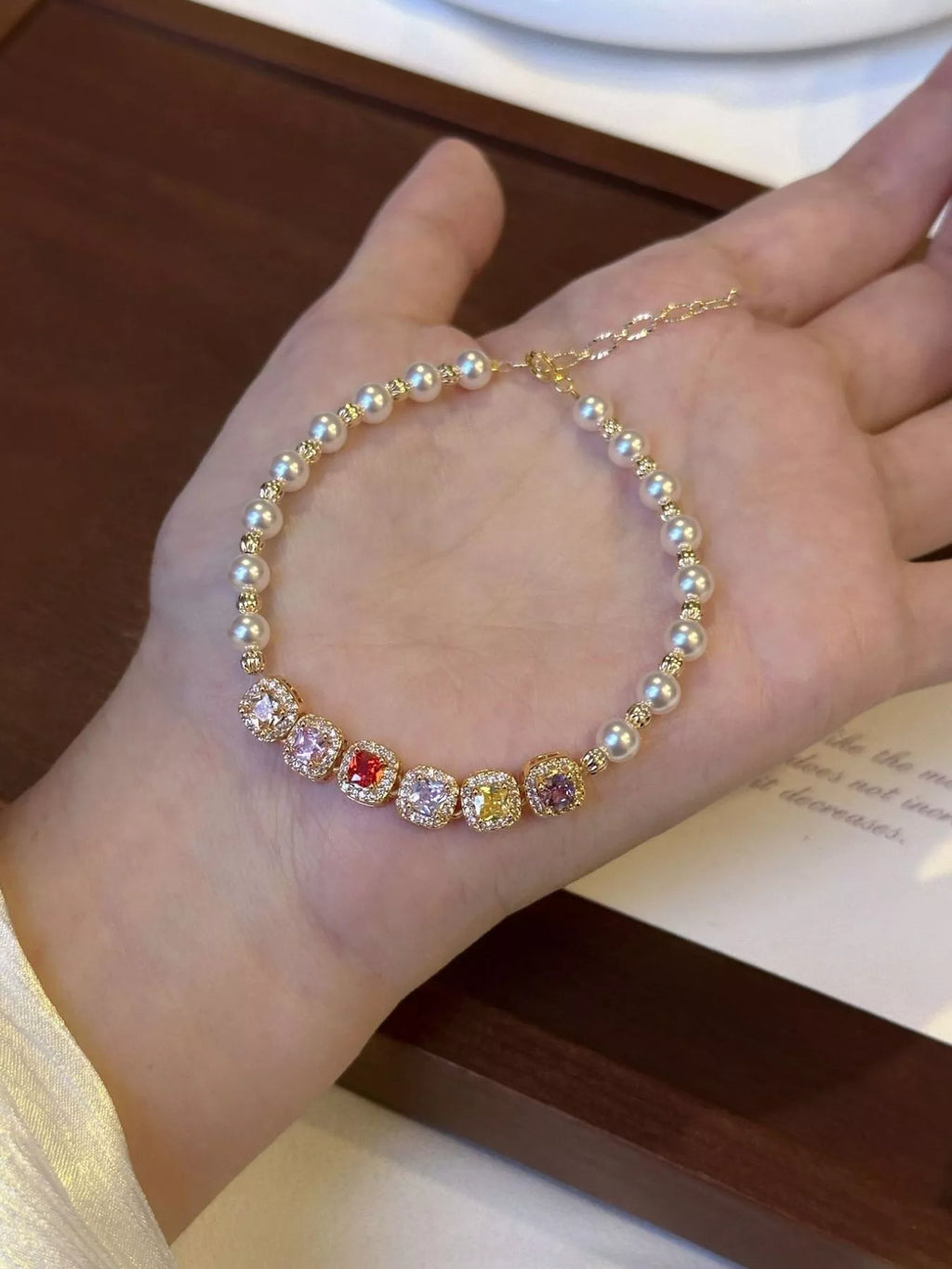 Pearl & Zircon Adjustable Bracelet