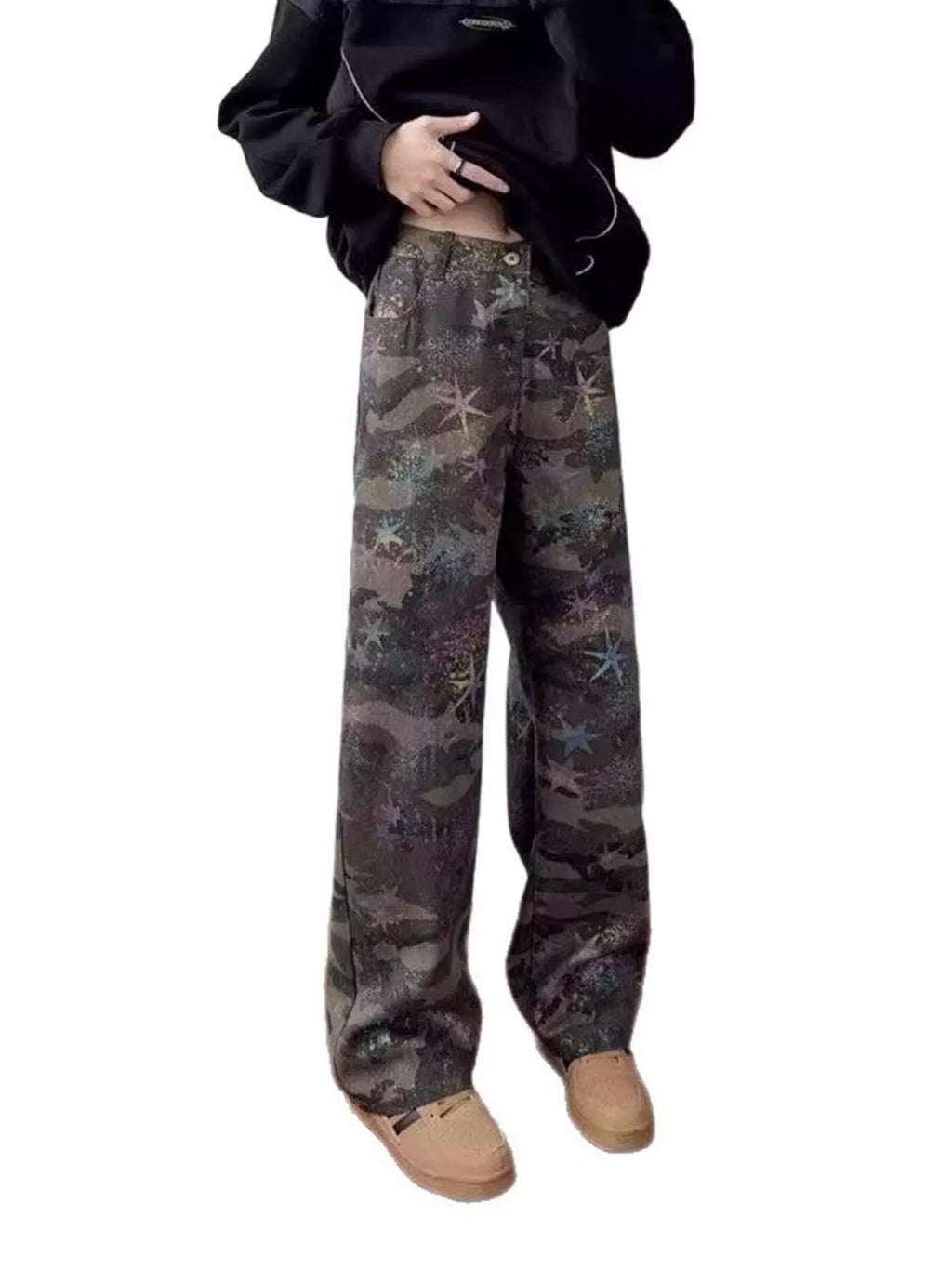 Men's Full Size Camouflage Wide Leg Jeans Plus Size