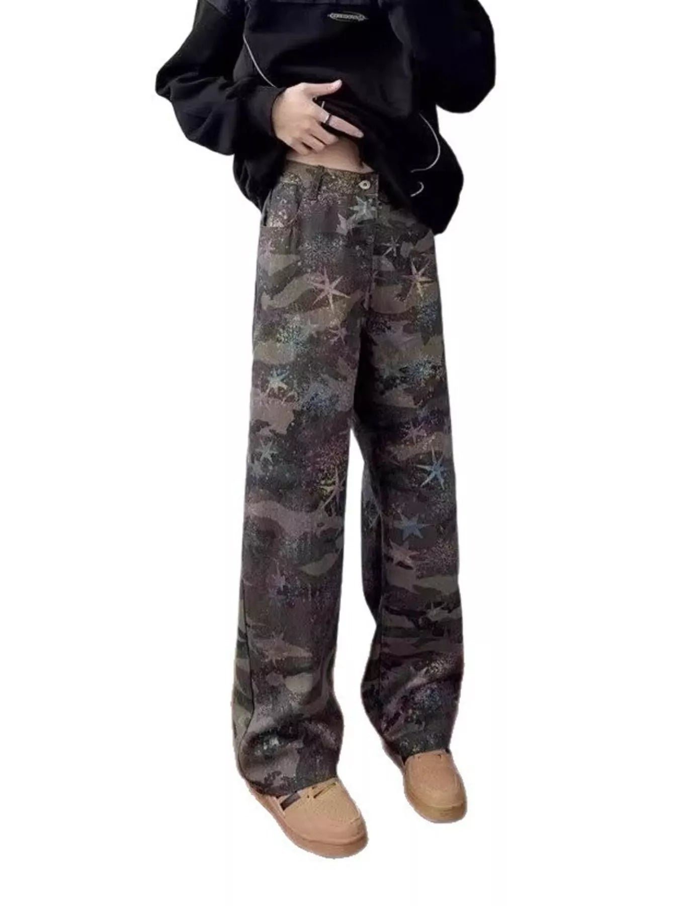 Men's Full Size Camouflage Wide Leg Jeans Plus Size