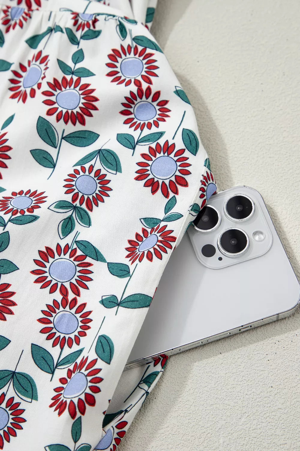 Floral Print Ruffle Sleeve Tiered Midi Dress