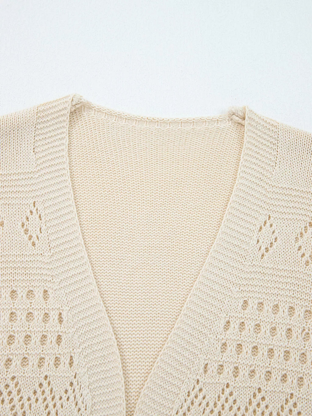 Hollowed Knit Open Front Cardigan