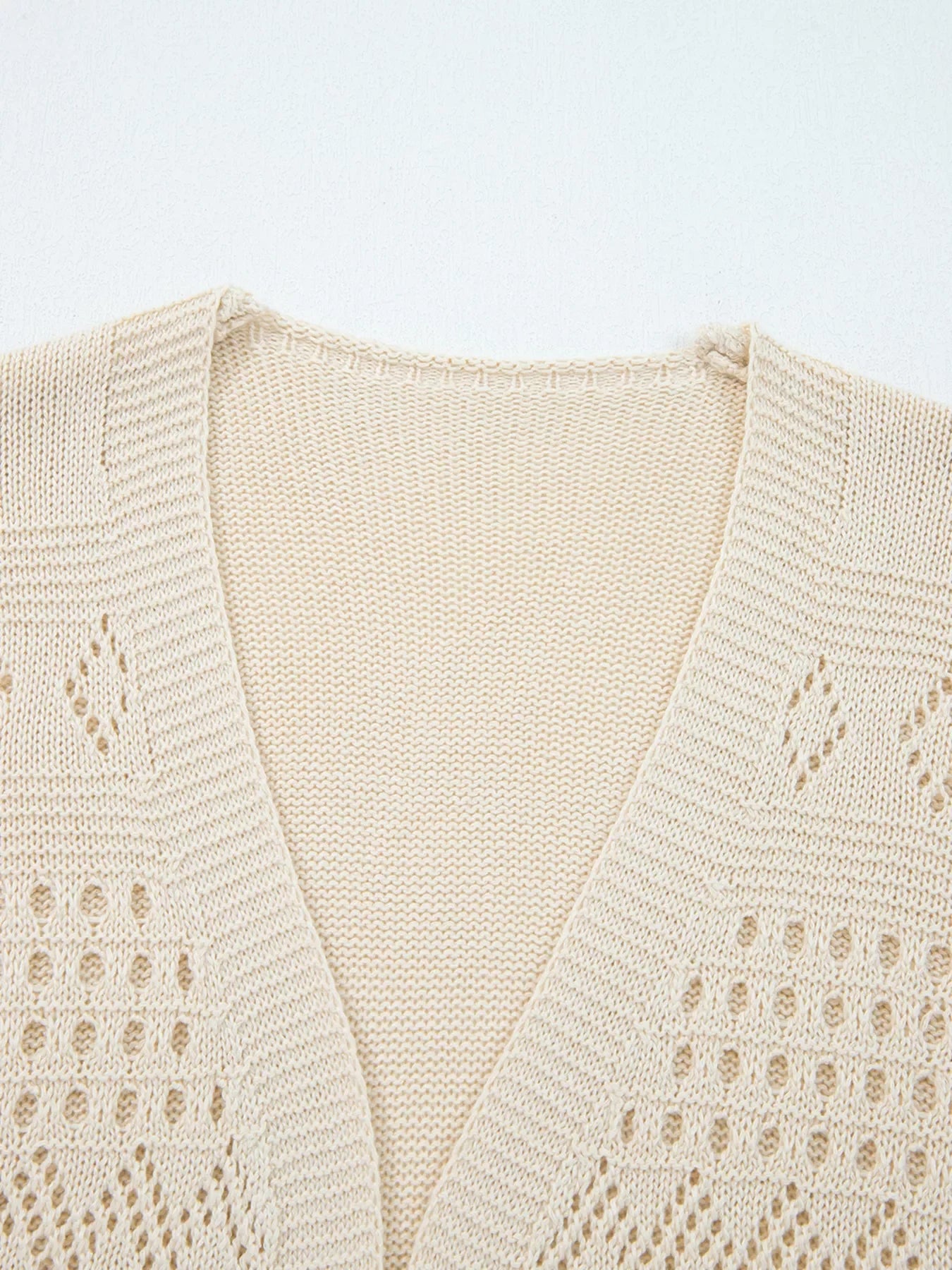 Hollowed Knit Open Front Cardigan