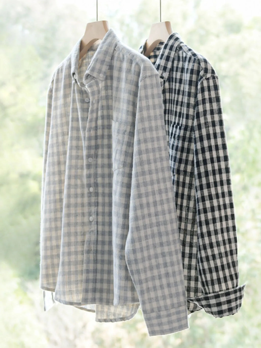 Men's Plus Size Gingham Check Button-Up Shirt