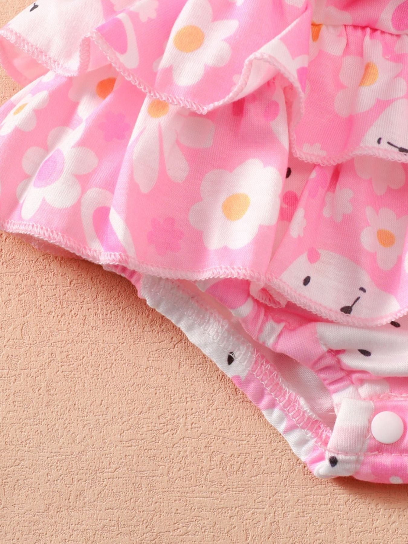 Children's Ruffled Trim Bodysuit and Skirt Set with Headband