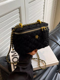 Tweed Crossbody Bag with Chain Strap