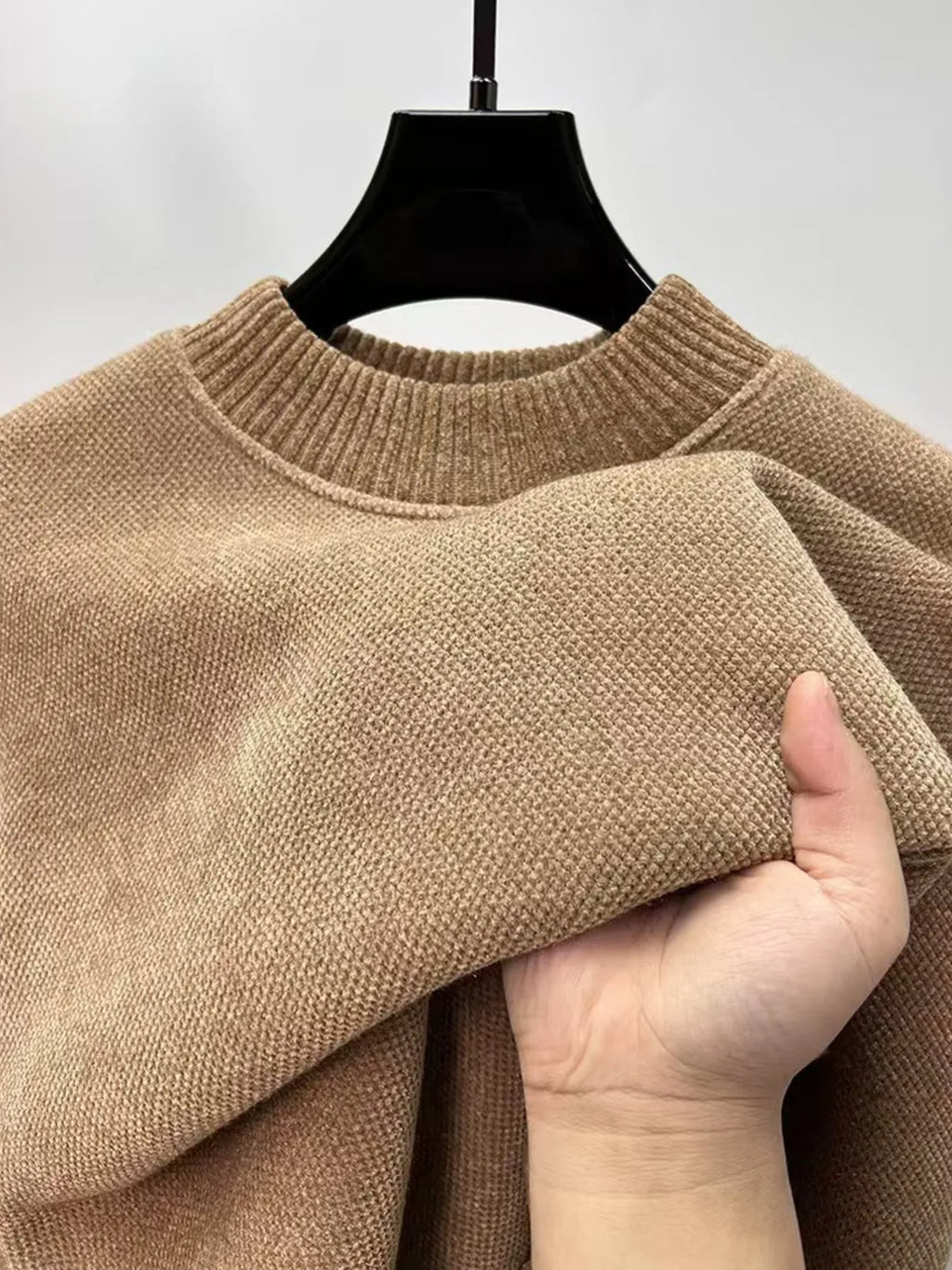 Men's Plus Size Ribbed Hem Long Sleeve Sweater