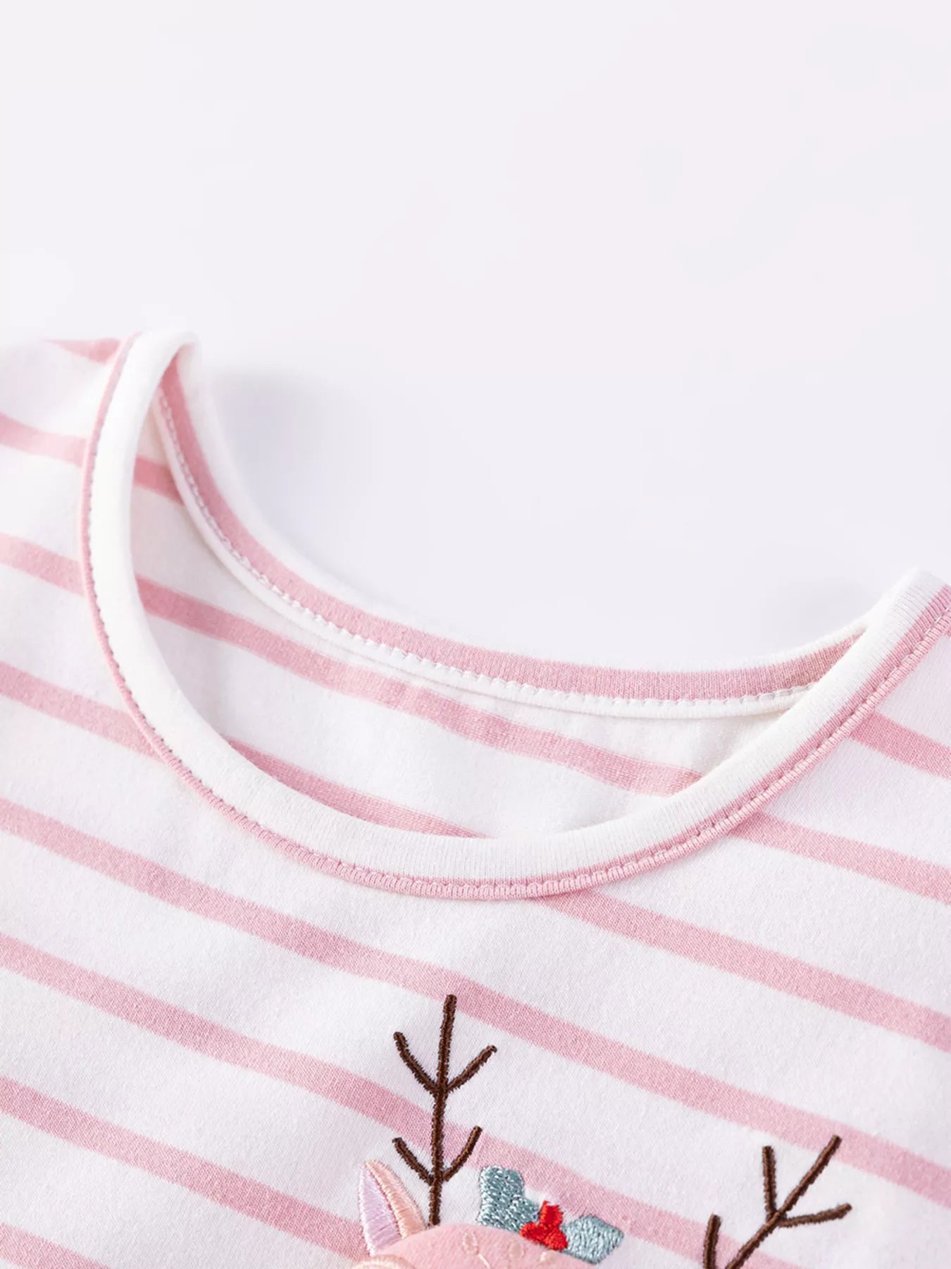Children's Striped Tulle Dress with Reindeer Applique