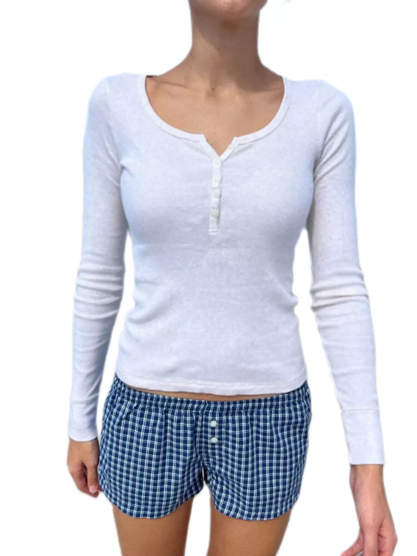 Striped Long Sleeve Henley T-Shirt