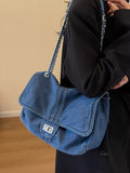 Denim Flap Chain Shoulder Bag
