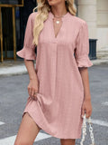 Eyelet Flounce Sleeve Mini Dress
