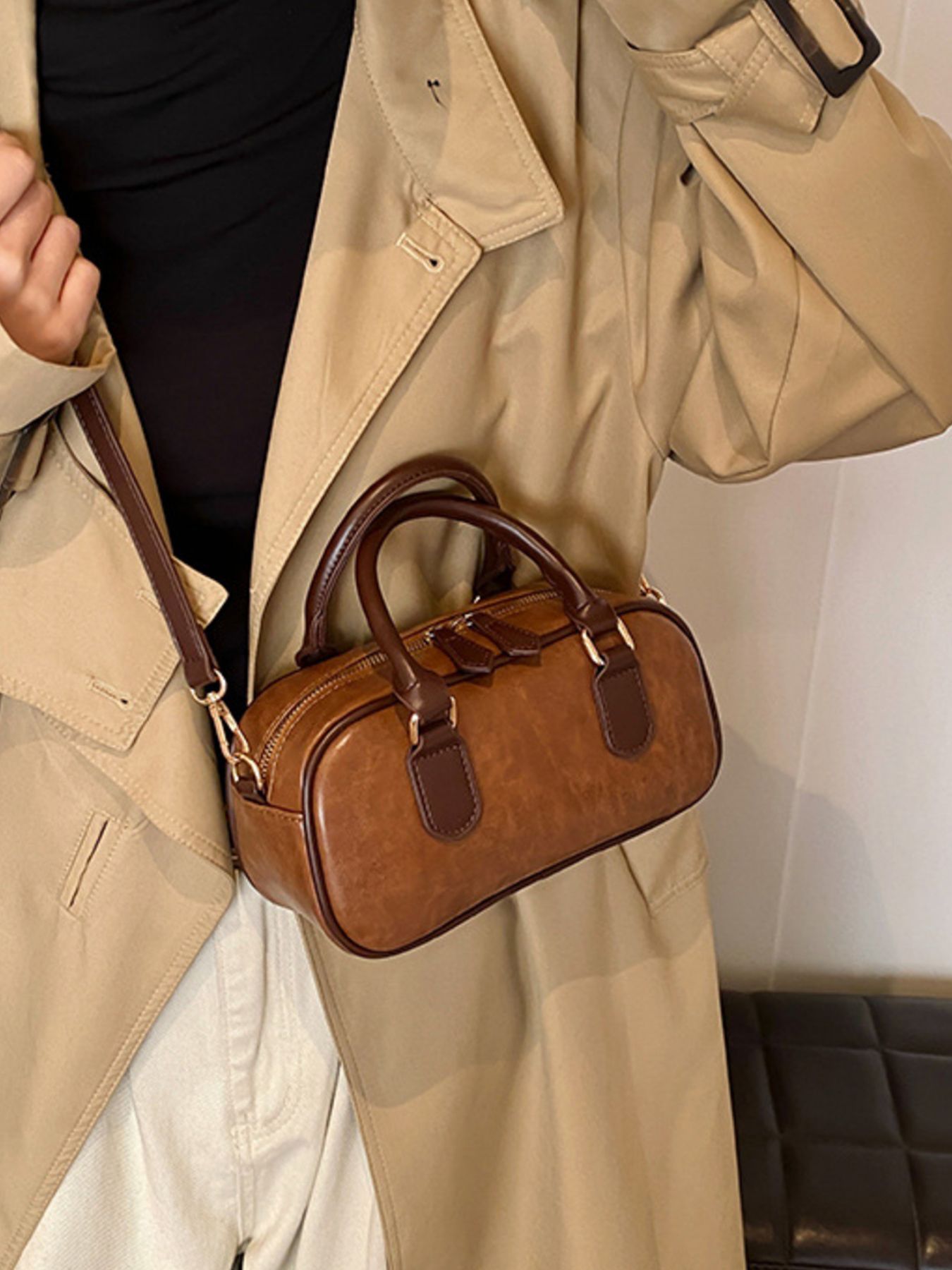 Vintage Style Barrel Crossbody Bag