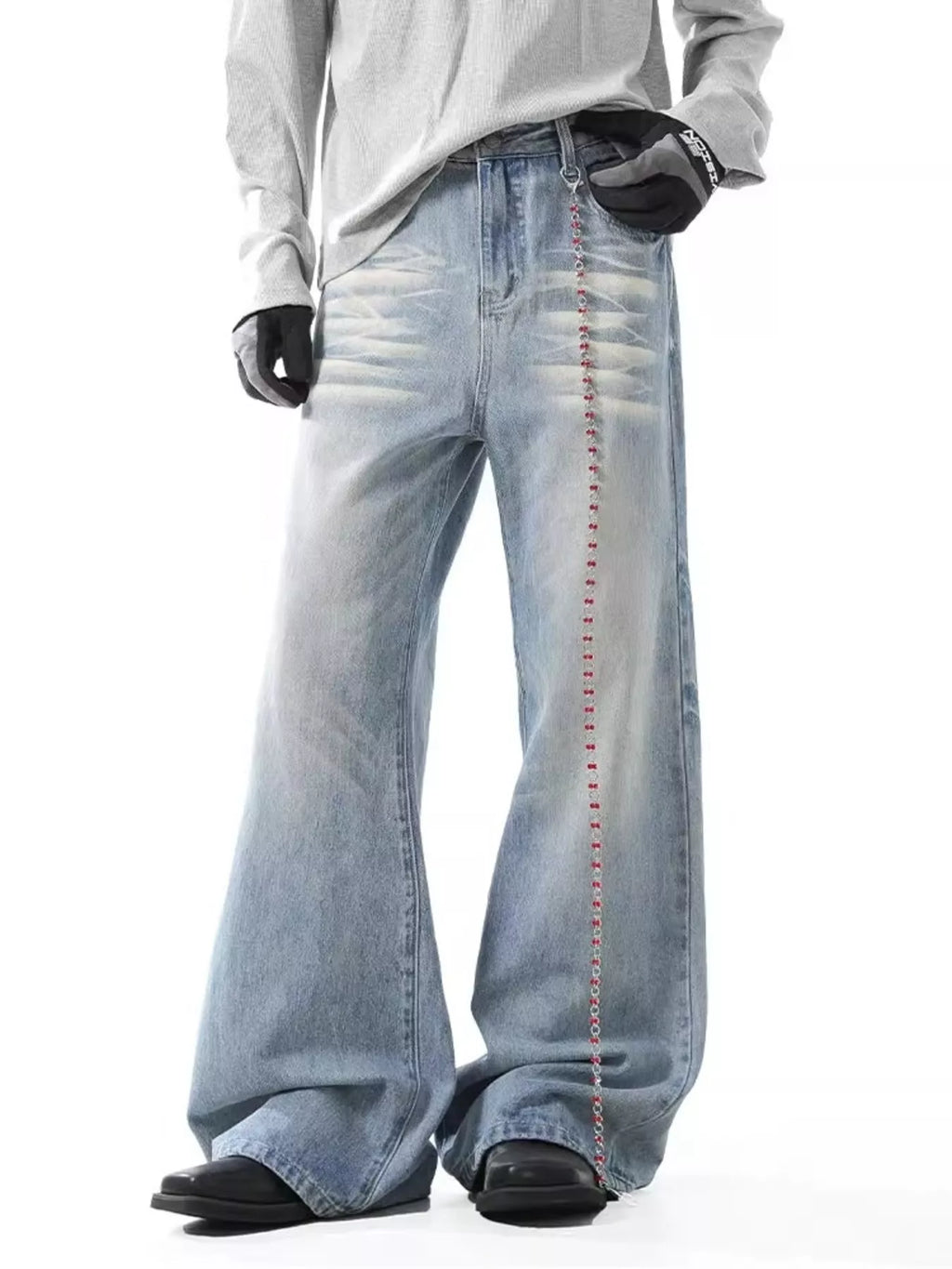 Men's Washed Wide Leg Jeans