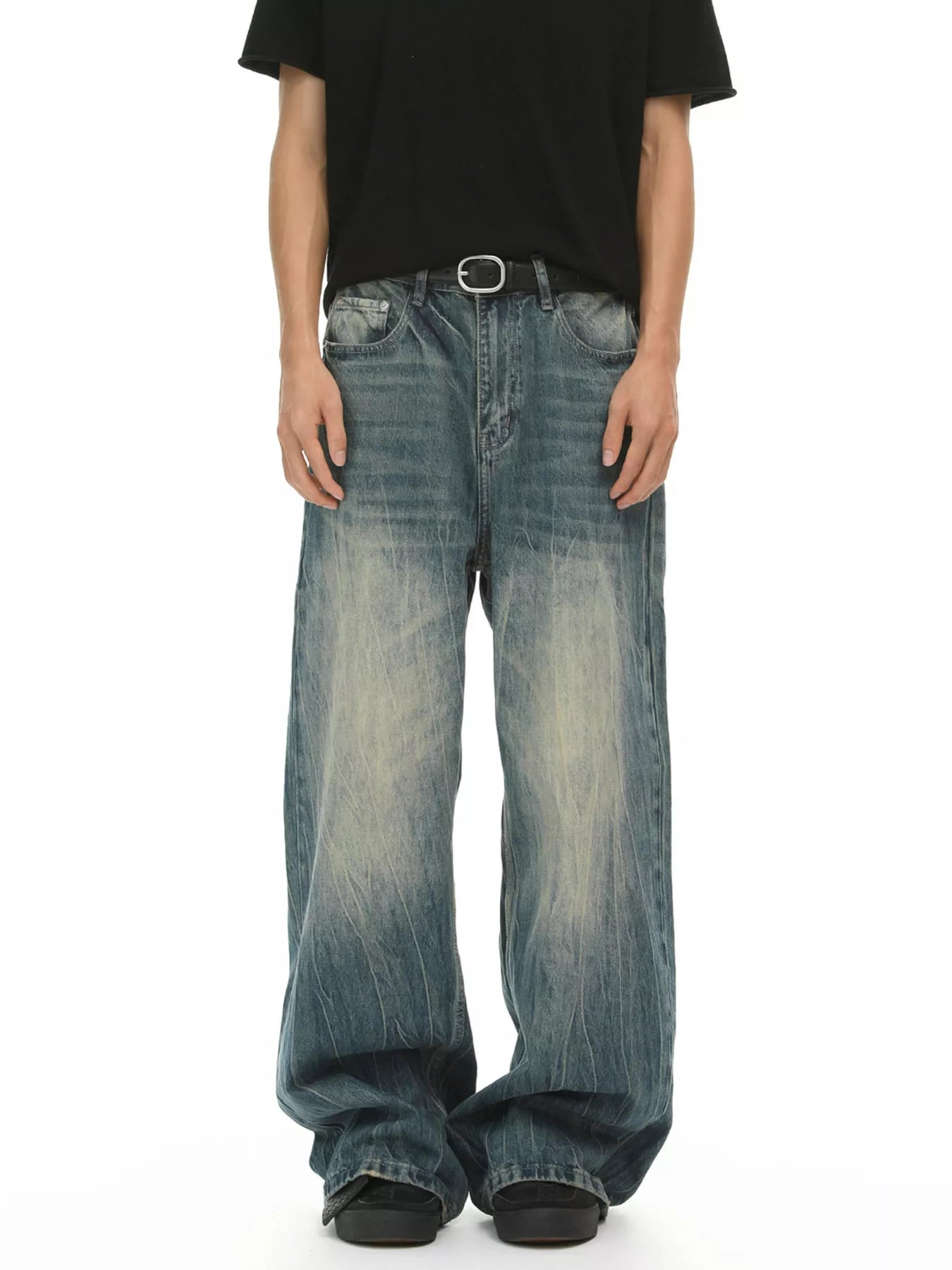 Men's Washed Wide Leg Jeans