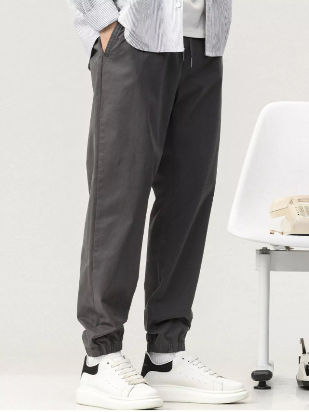 Men's Plus Size Casual Drawstring Ankle Cuffed Pants