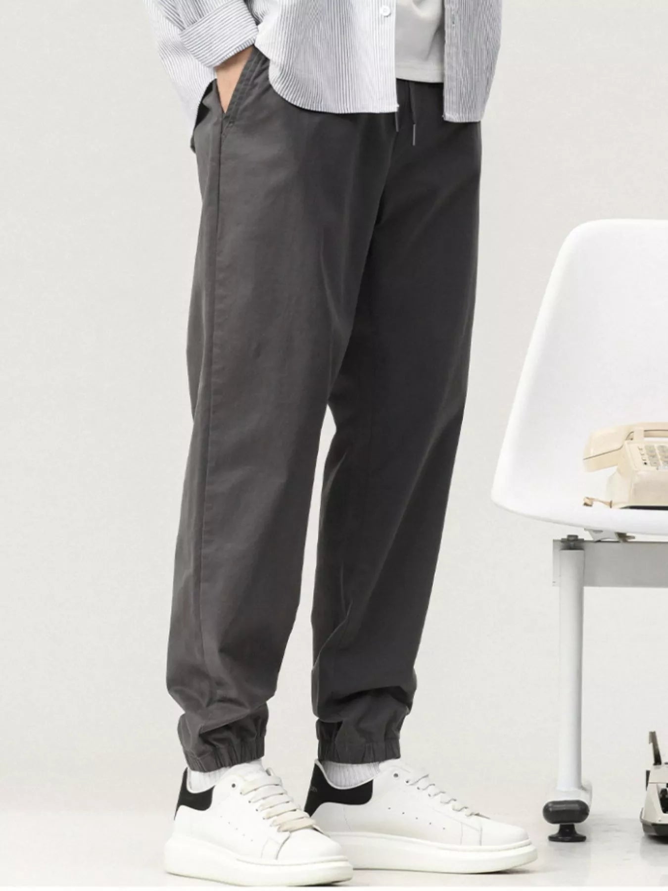 Men's Plus Size Casual Drawstring Ankle Cuffed Pants
