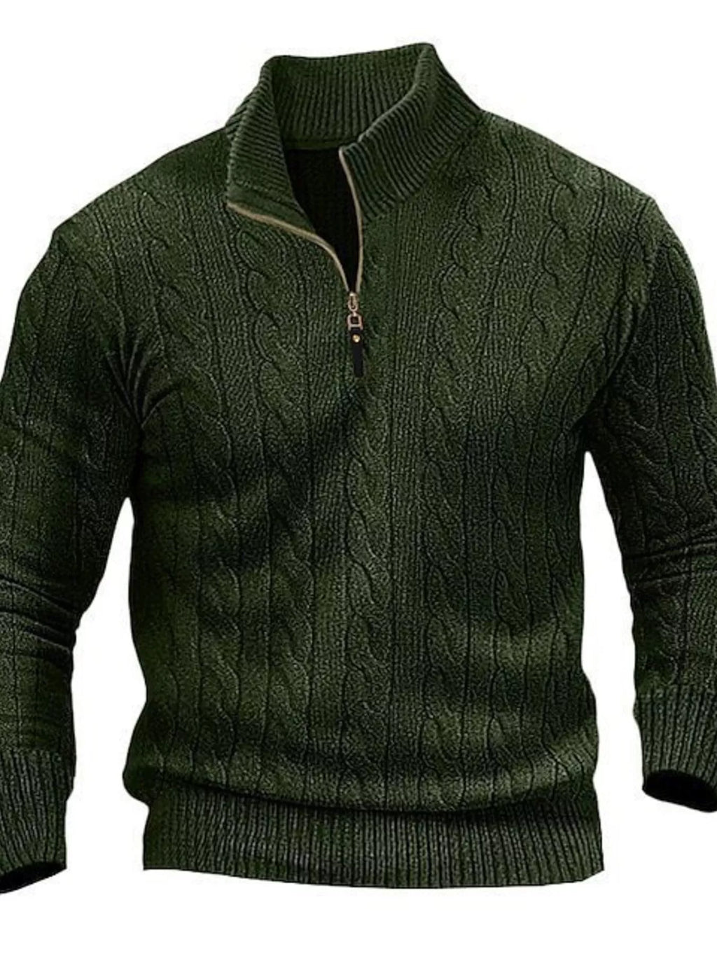 Men's Full Size Cable Knit Half-Zip Sweater Plus Size