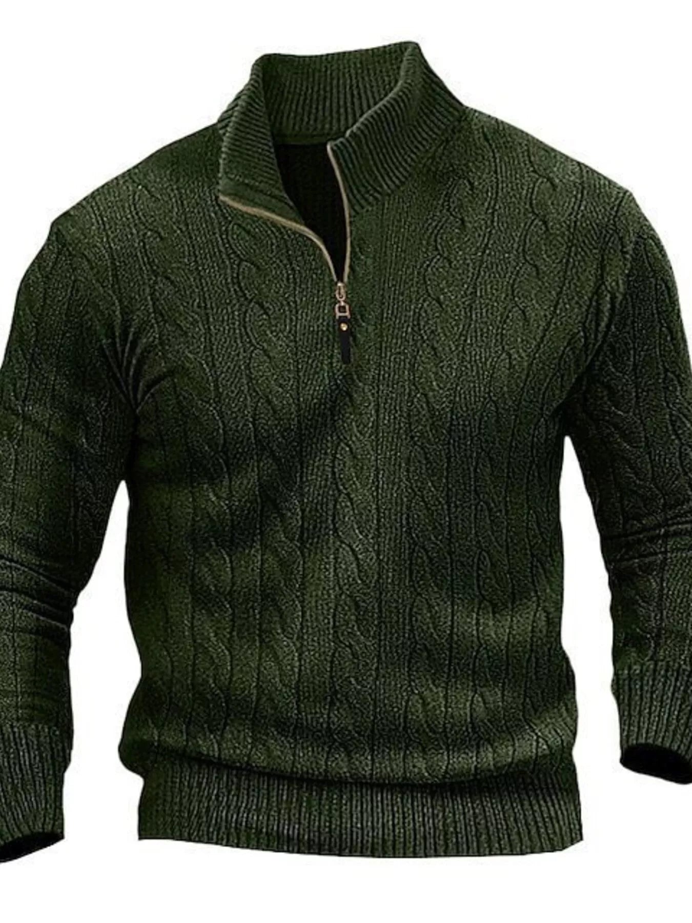Men's Full Size Cable Knit Half-Zip Sweater Plus Size