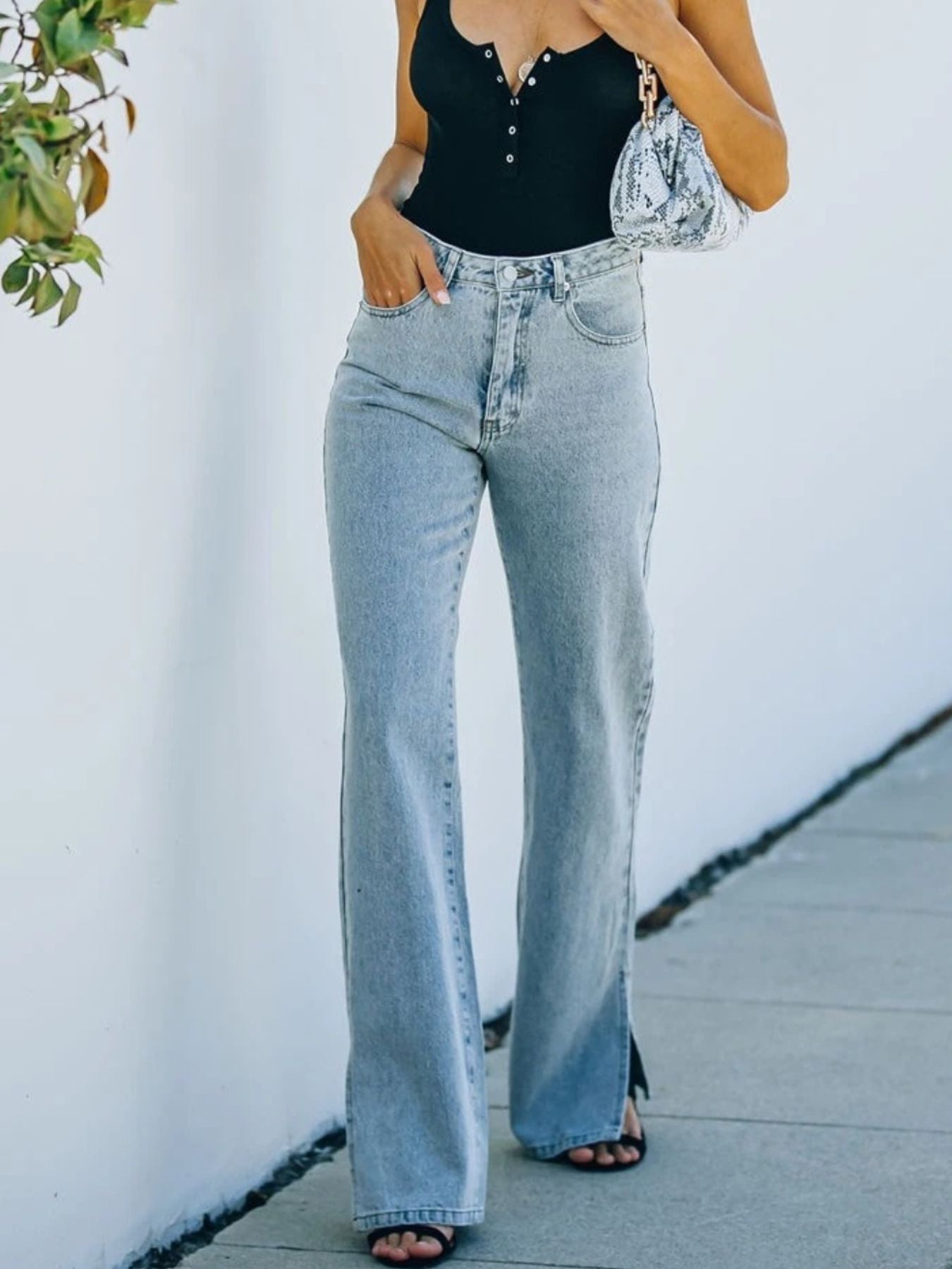 Slit Hem Bootcut Jeans