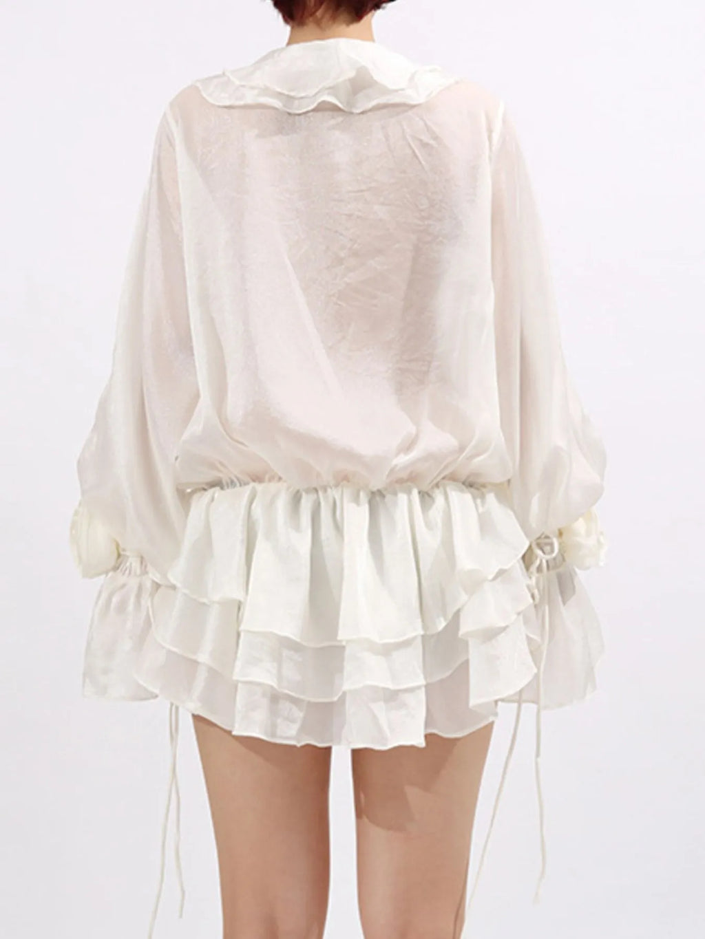 Flower Ruffled Long Sleeve Dress