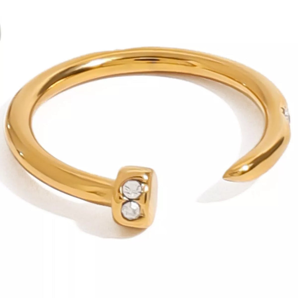 Stainless Steel Zircon Open Ring