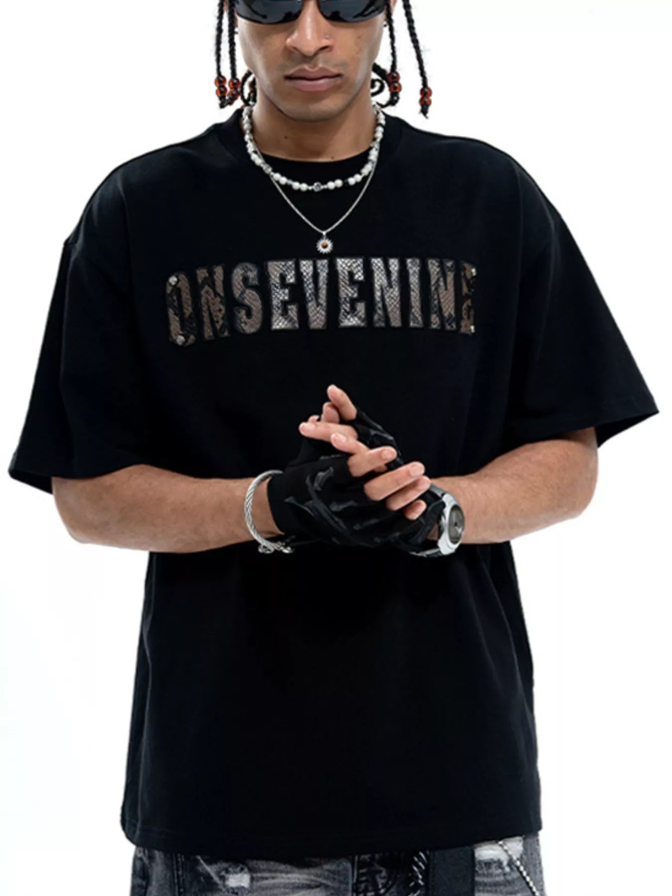 Men's Letter Round Neck Oversized T-Shirt