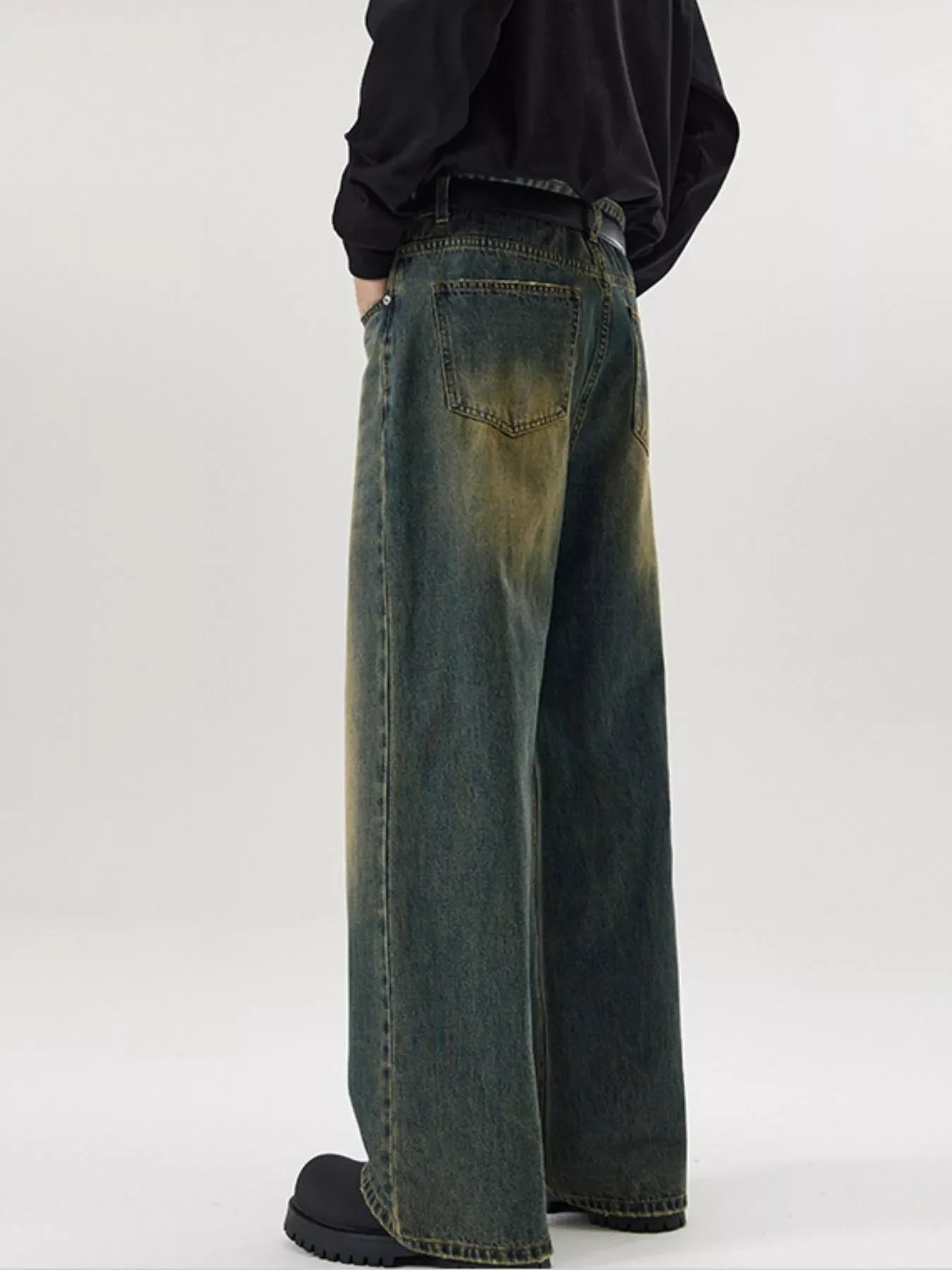 Men's Full Size Wash Wide Leg Jeans Plus Size