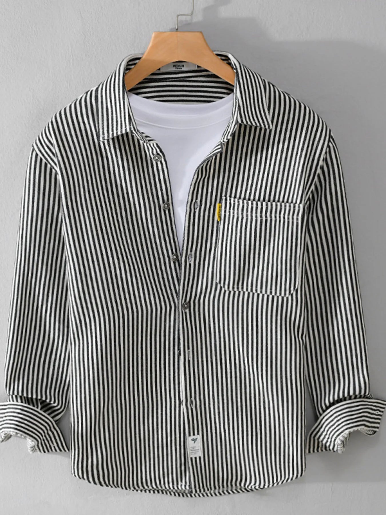Men's Plus Size Striped Button Up Long Sleeve Shirt