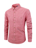 Men's Full Size Striped Casual Button-Down Shirt Plus Size