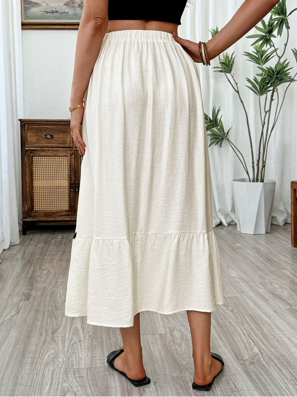 Tiered Flowy Midi Skirt
