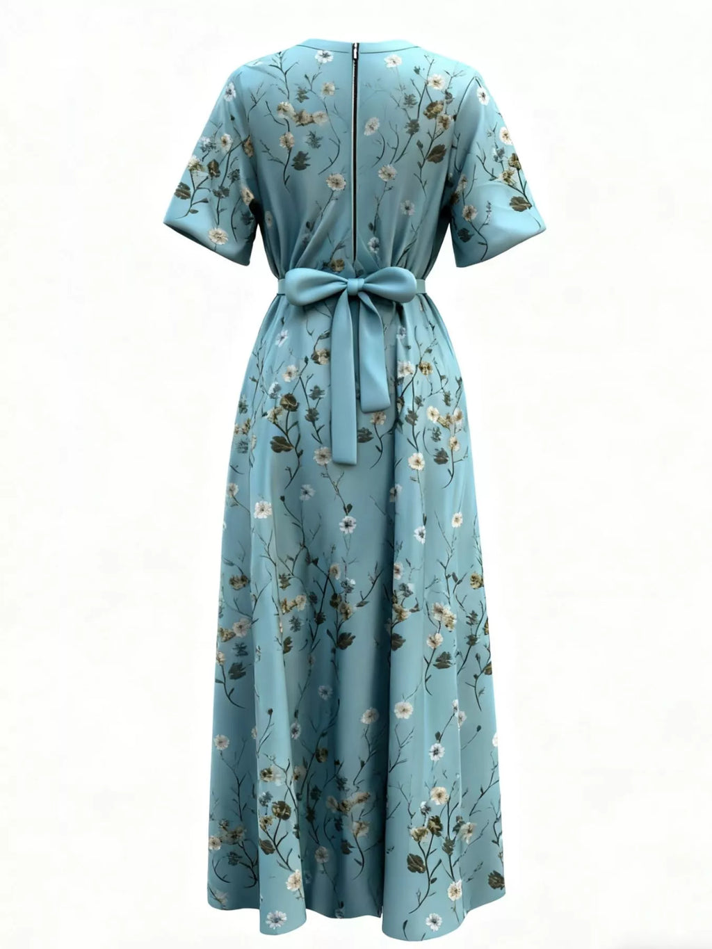 Floral Surplice Short Sleeve Dress