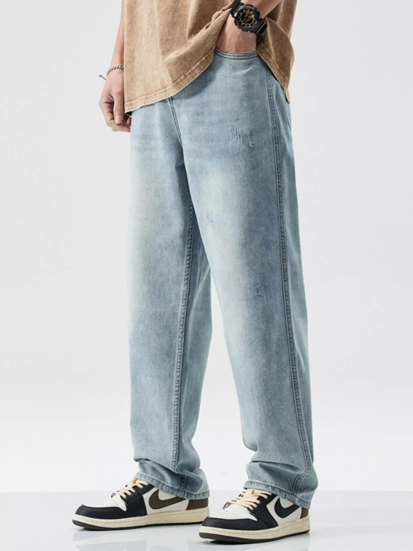 Men's Wash Wide Leg Jeans
