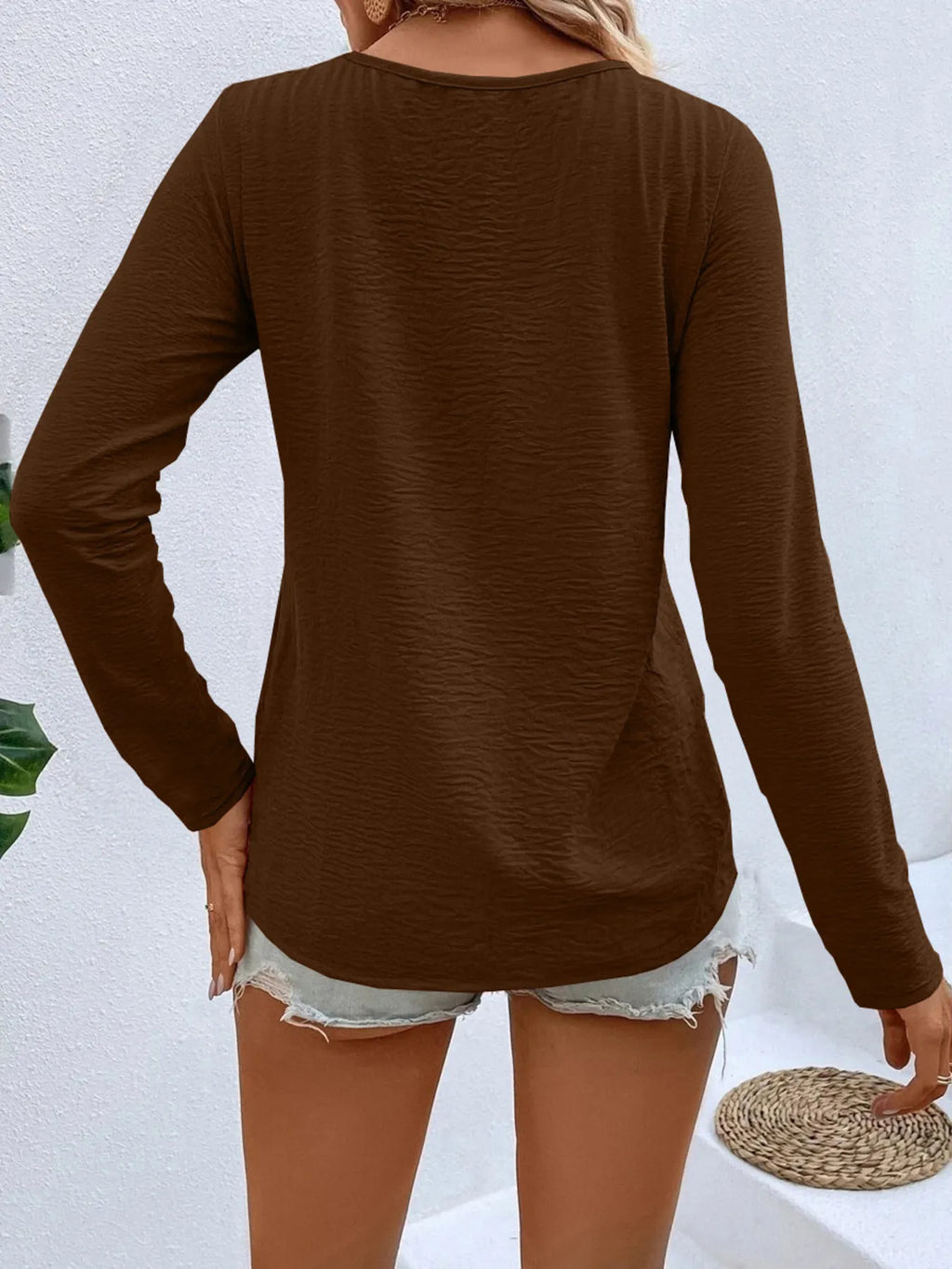 Full Size V-Neck Long Sleeve T-Shirt Plus Size