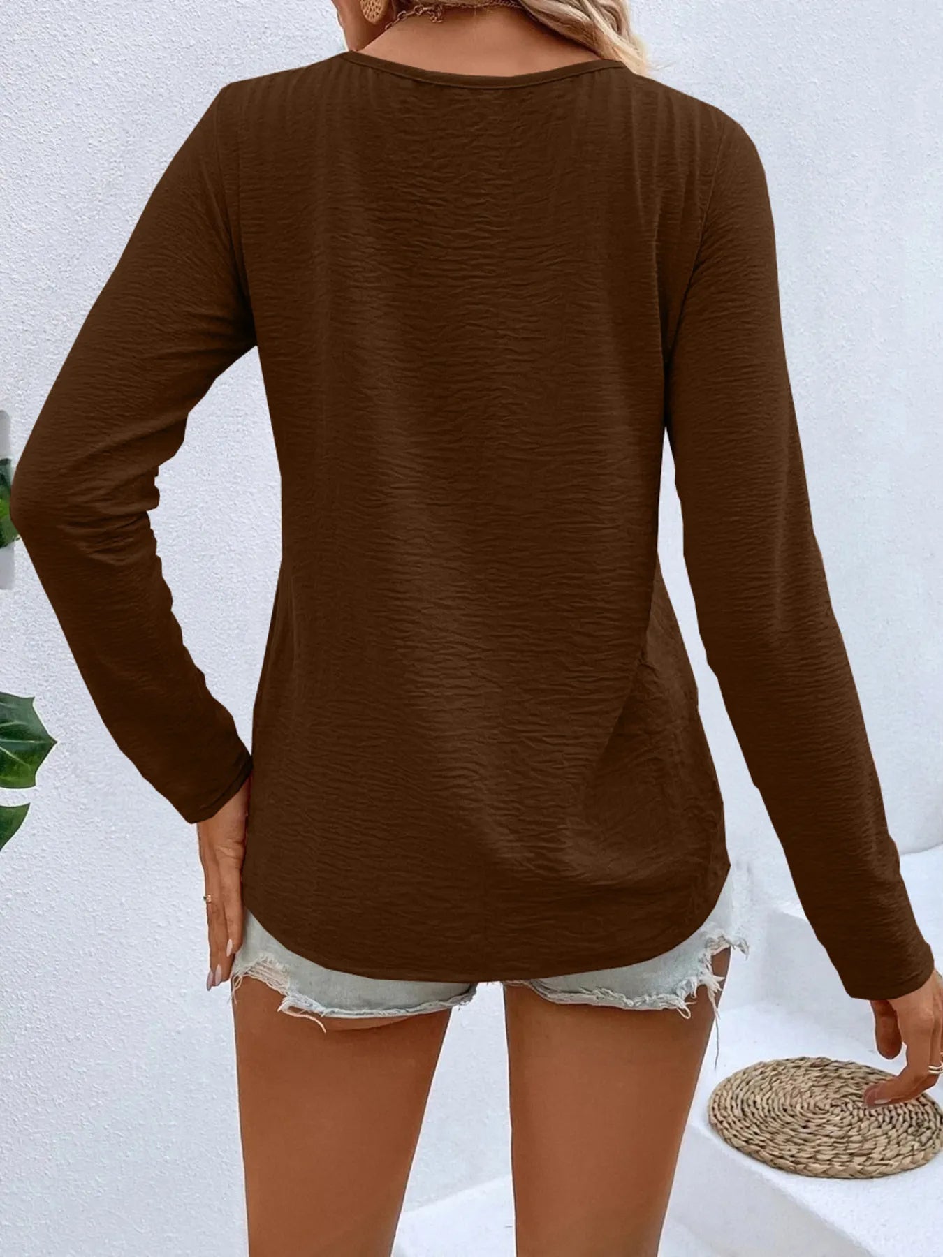 Full Size V-Neck Long Sleeve T-Shirt Plus Size