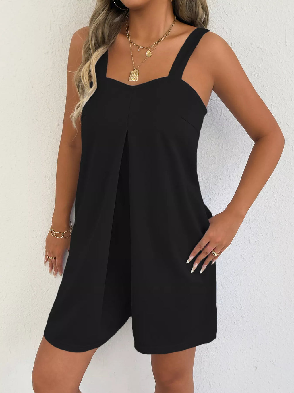 Sweetheart Neck Wide Strap Romper