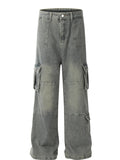Men's Vintage Washed Cargo Denim Jeans