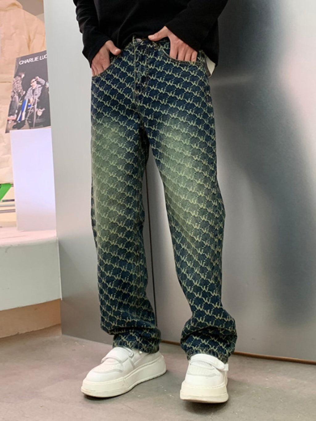 Men's Patterned Relaxed Fit Jeans
