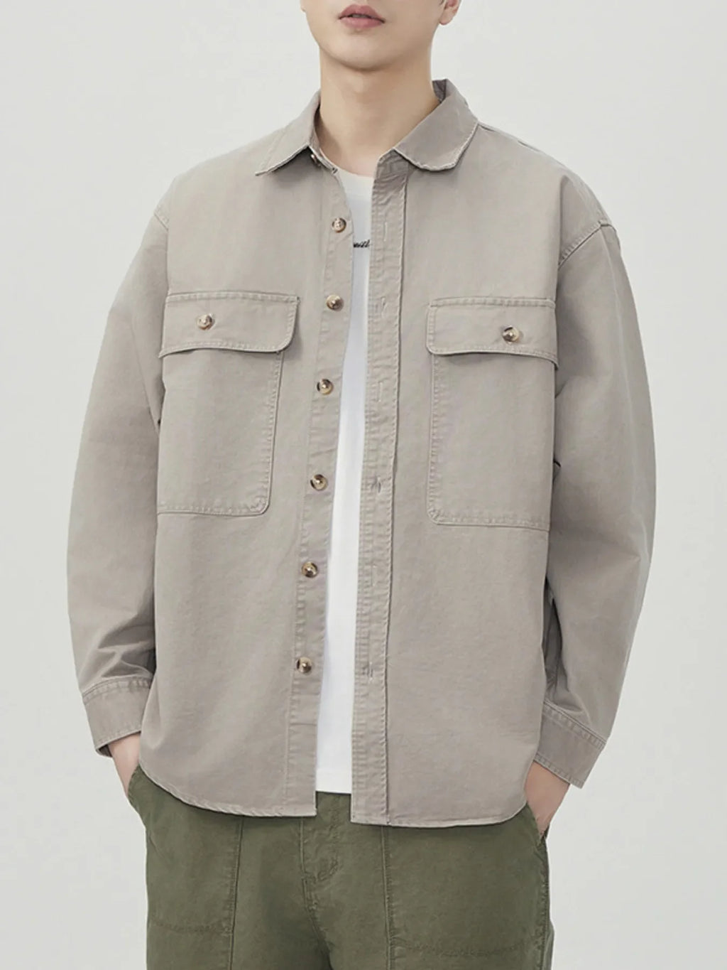 Men's Plus Size Button Up Long Sleeve Shirt